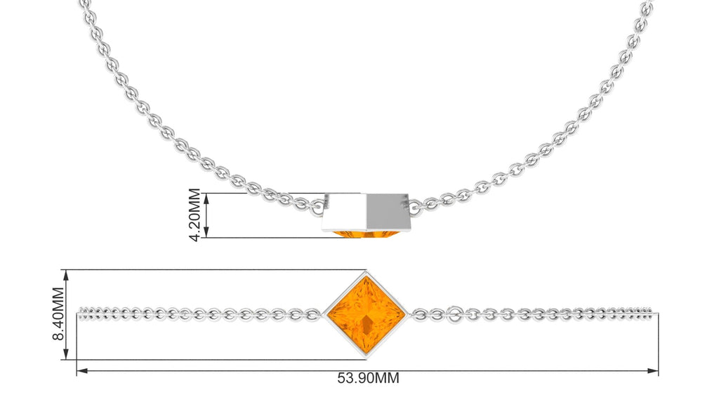 Fire Opal Bracelet – 0.5 Ct Princess Cut Orange Opal | Bezel Set Birthstone Jewelry