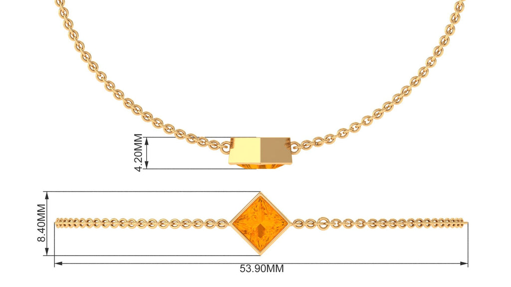 Fire Opal Bracelet – 0.5 Ct Princess Cut Orange Opal | Bezel Set Birthstone Jewelry