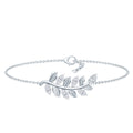 Moissanite Leaf Bracelet – Delicate Chain, Marquise & Pear Cut Gemstones