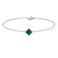 Emerald Birthstone Bracelet – Bezel Set Princess Cut 0.36 Carat Real Emerald