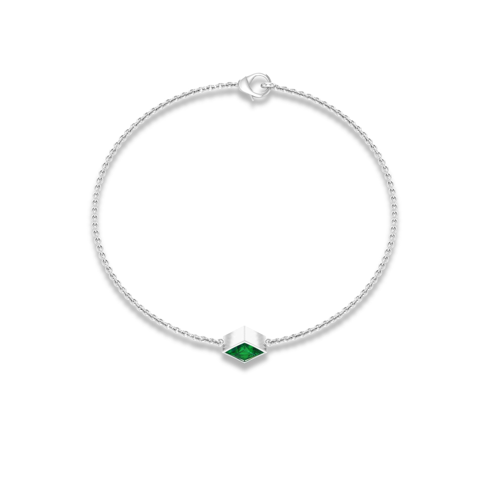 Emerald Birthstone Bracelet – Bezel Set Princess Cut 0.36 Carat Real Emerald