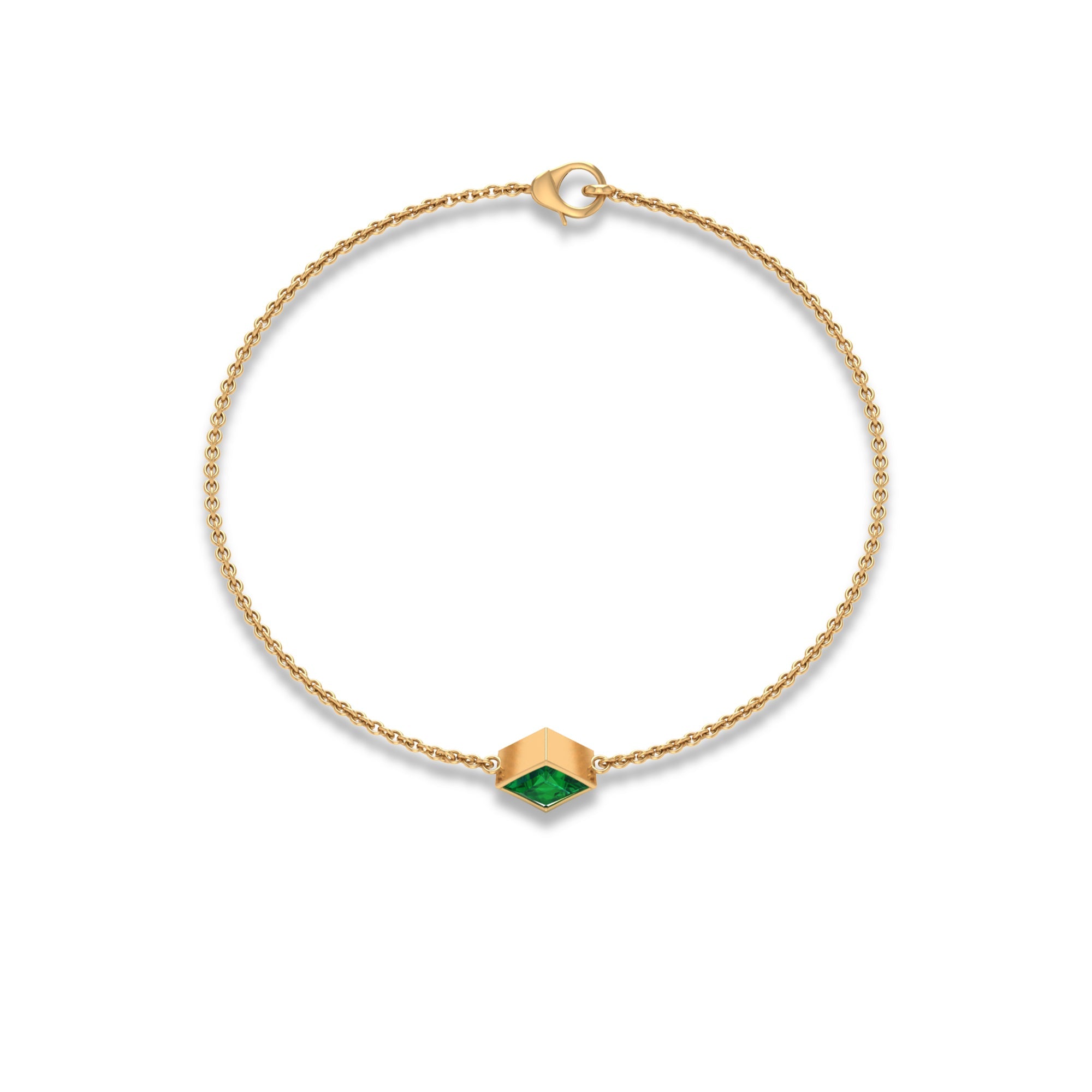 Emerald Birthstone Bracelet – Bezel Set Princess Cut 0.36 Carat Real Emerald