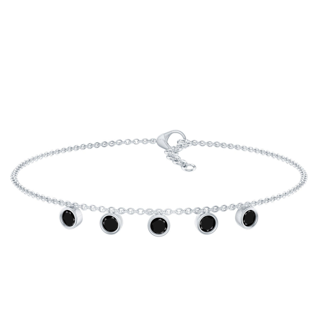Black Onyx Bracelet – Certified Five Stone Bezel Setting Charm for Women