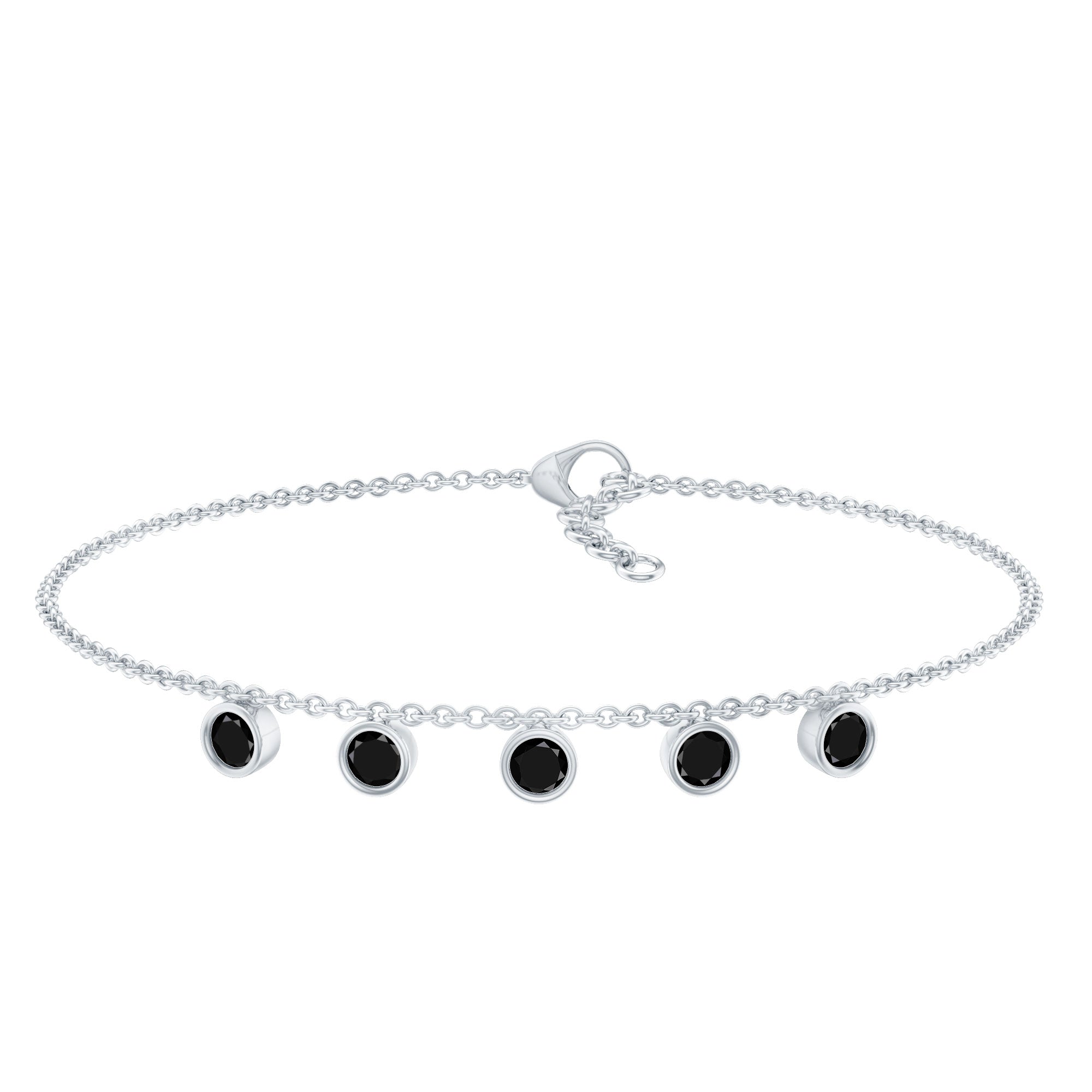 Black Onyx Bracelet – Certified Five Stone Bezel Setting Charm for Women