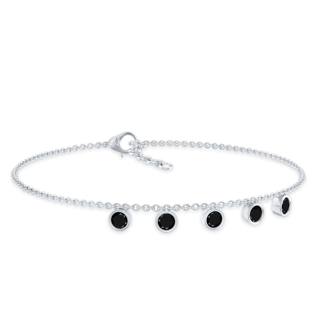 Black Onyx Bracelet – Certified Five Stone Bezel Setting Charm for Women