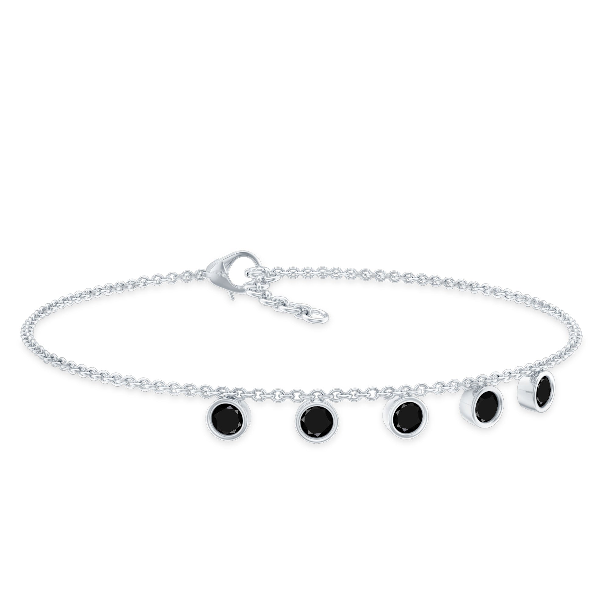 Black Onyx Bracelet – Certified Five Stone Bezel Setting Charm for Women