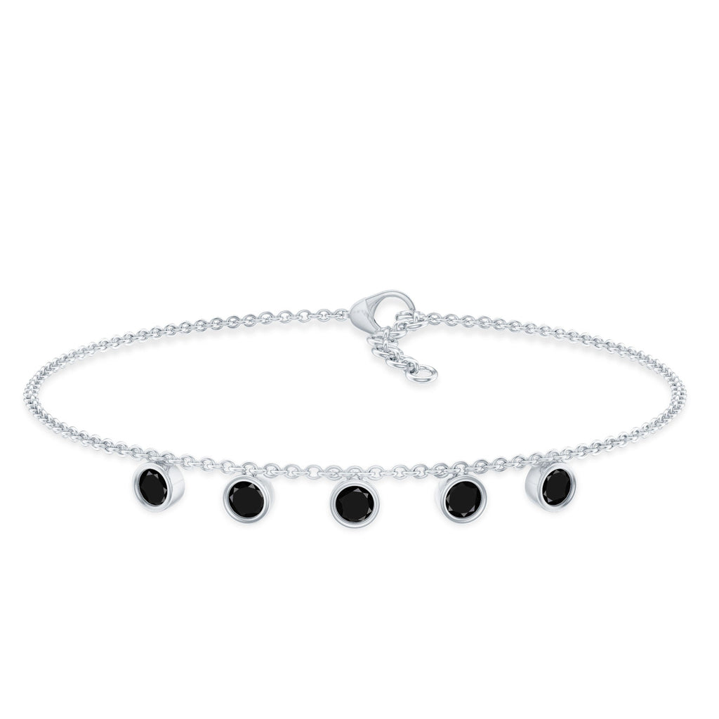 Black Onyx Bracelet – Certified Five Stone Bezel Setting Charm for Women