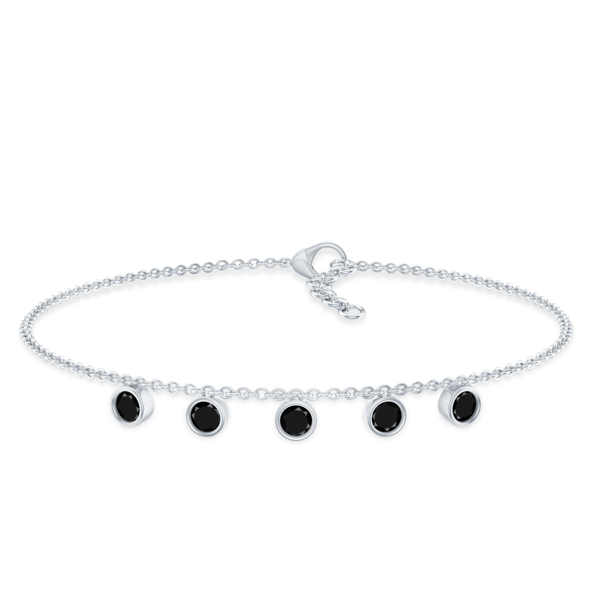 Black Onyx Bracelet – Certified Five Stone Bezel Setting Charm for Women