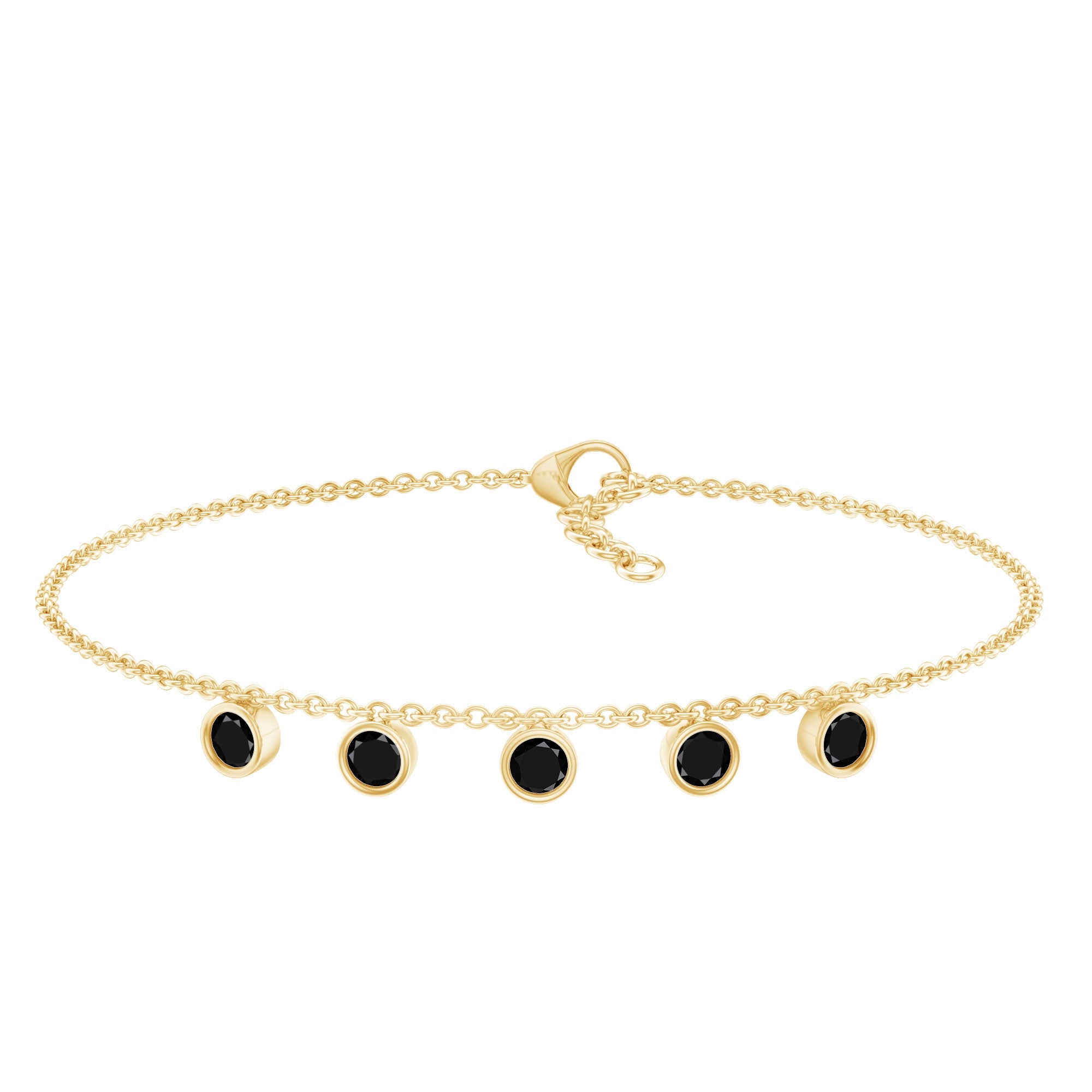 Black Onyx Bracelet – Certified Five Stone Bezel Setting Charm for Women
