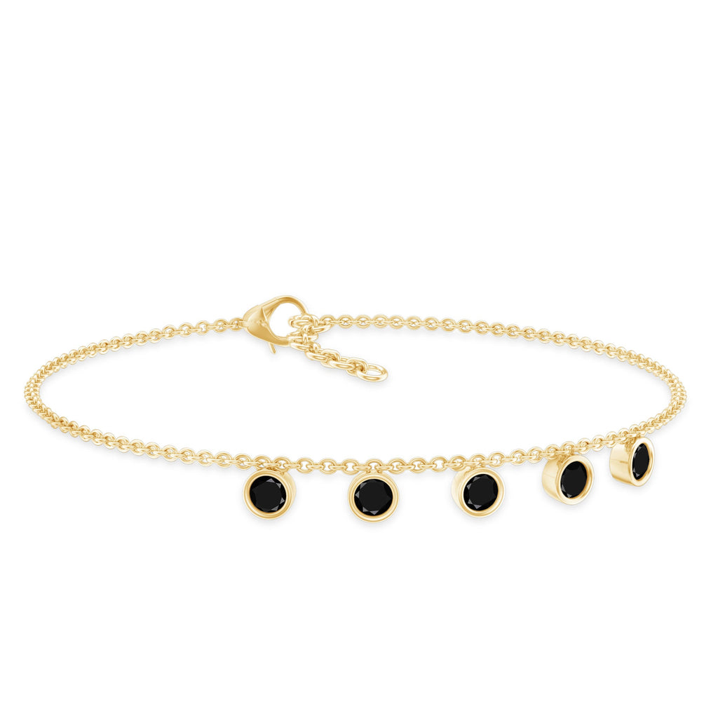 Black Onyx Bracelet – Certified Five Stone Bezel Setting Charm for Women