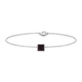 Garnet Chain Bracelet | 1.4 Carat Princess Cut Solitaire Garnet Bar Setting