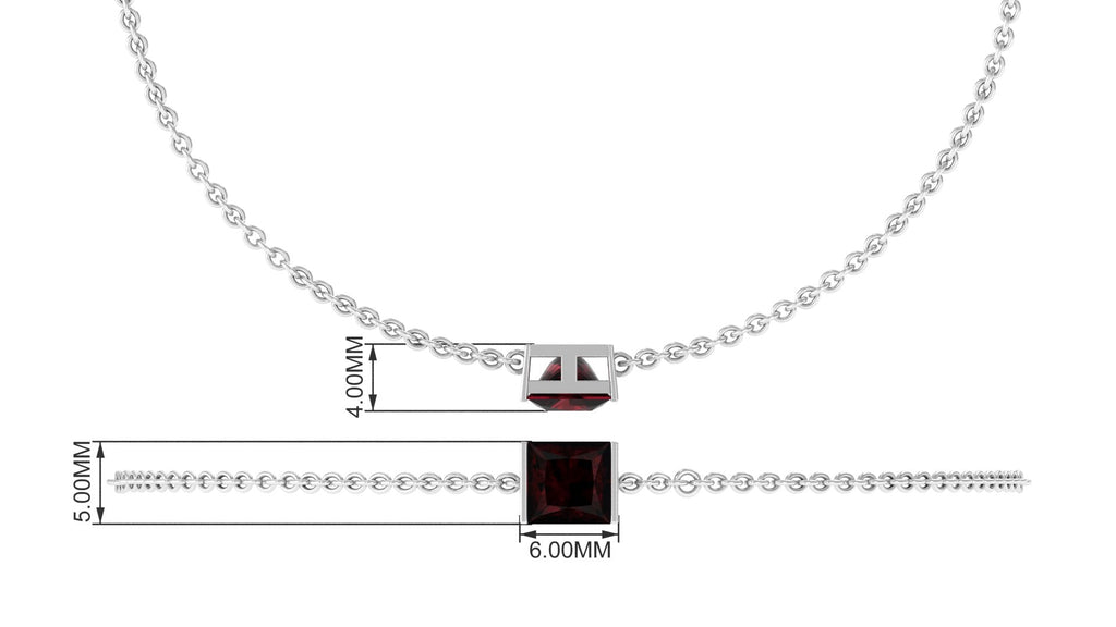 Garnet Chain Bracelet | 1.4 Carat Princess Cut Solitaire Garnet Bar Setting