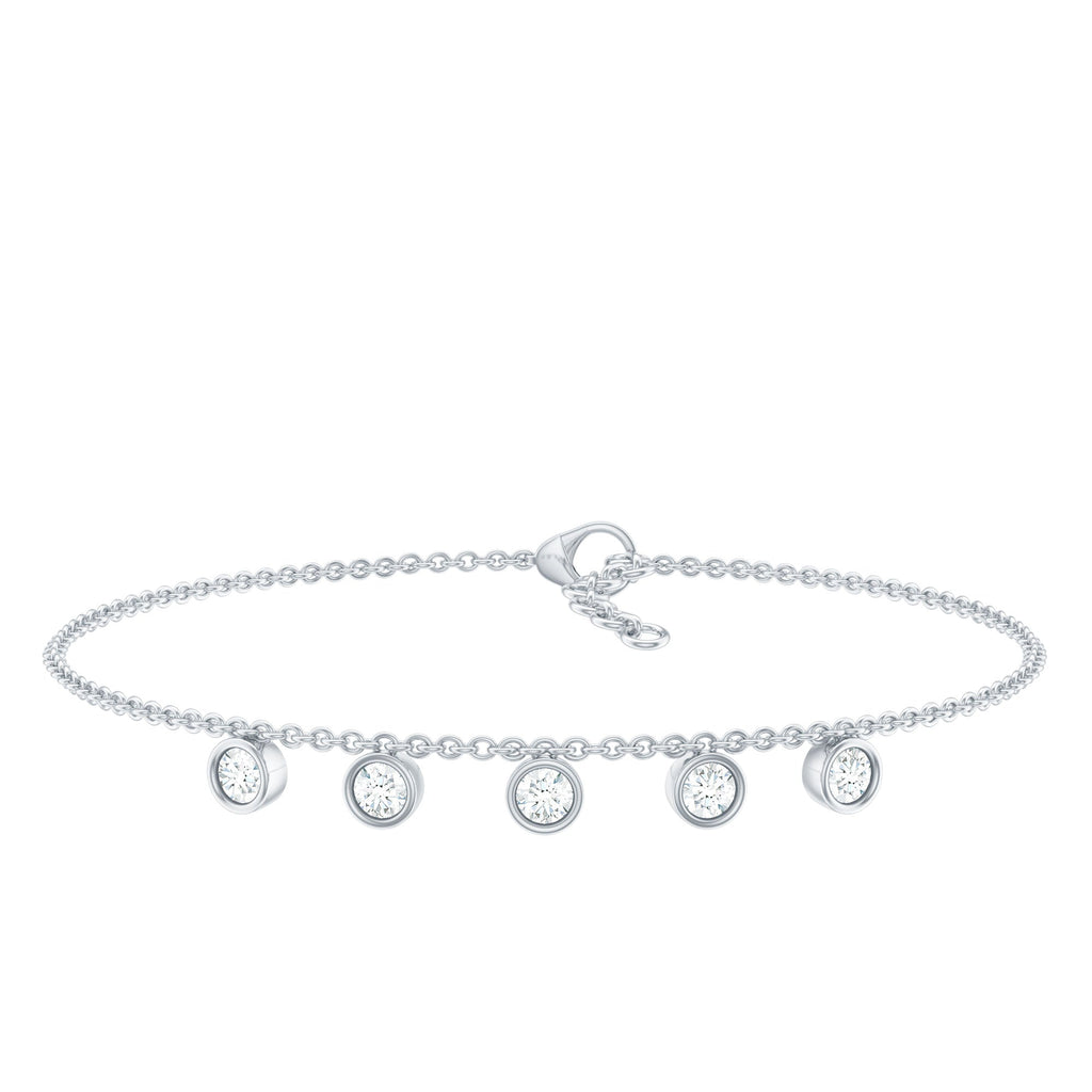 Moissanite Five Stone Bracelet – Certified Round Cut Bezel Setting Jewelry