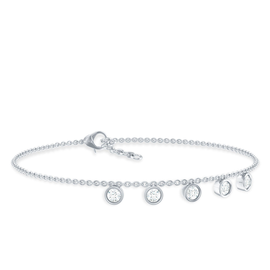 Moissanite Five Stone Bracelet – Certified Round Cut Bezel Setting Jewelry