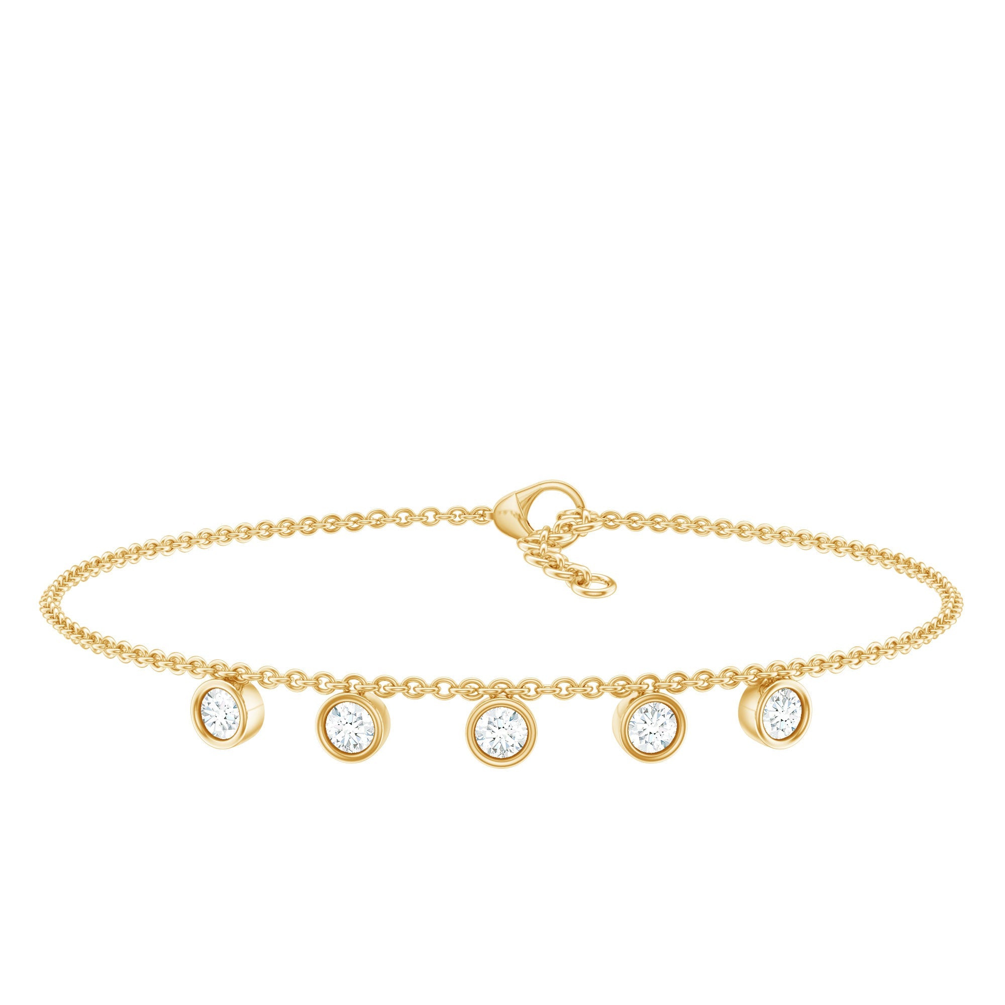 Moissanite Five Stone Bracelet – Certified Round Cut Bezel Setting Jewelry