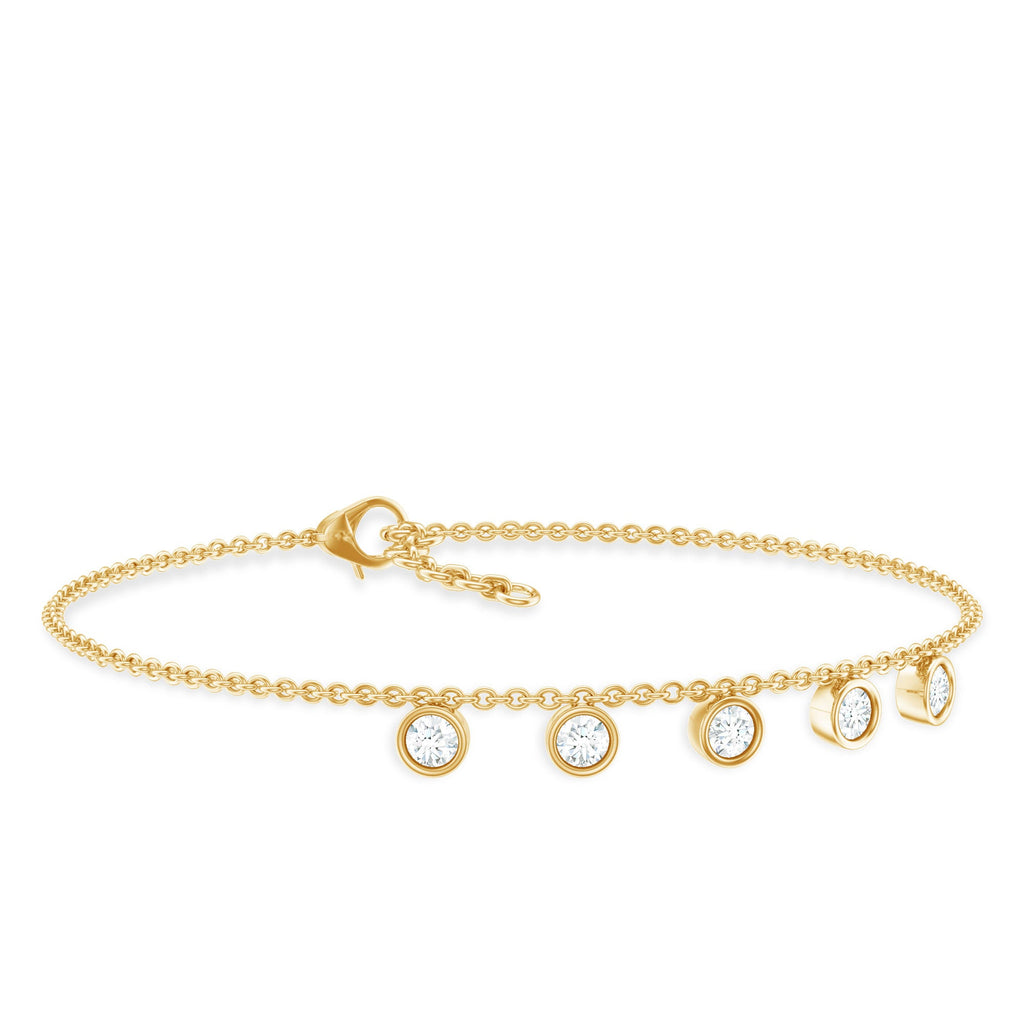 Moissanite Five Stone Bracelet – Certified Round Cut Bezel Setting Jewelry