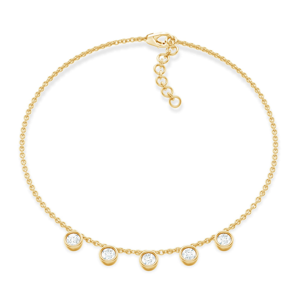 Moissanite Five Stone Bracelet – Certified Round Cut Bezel Setting Jewelry