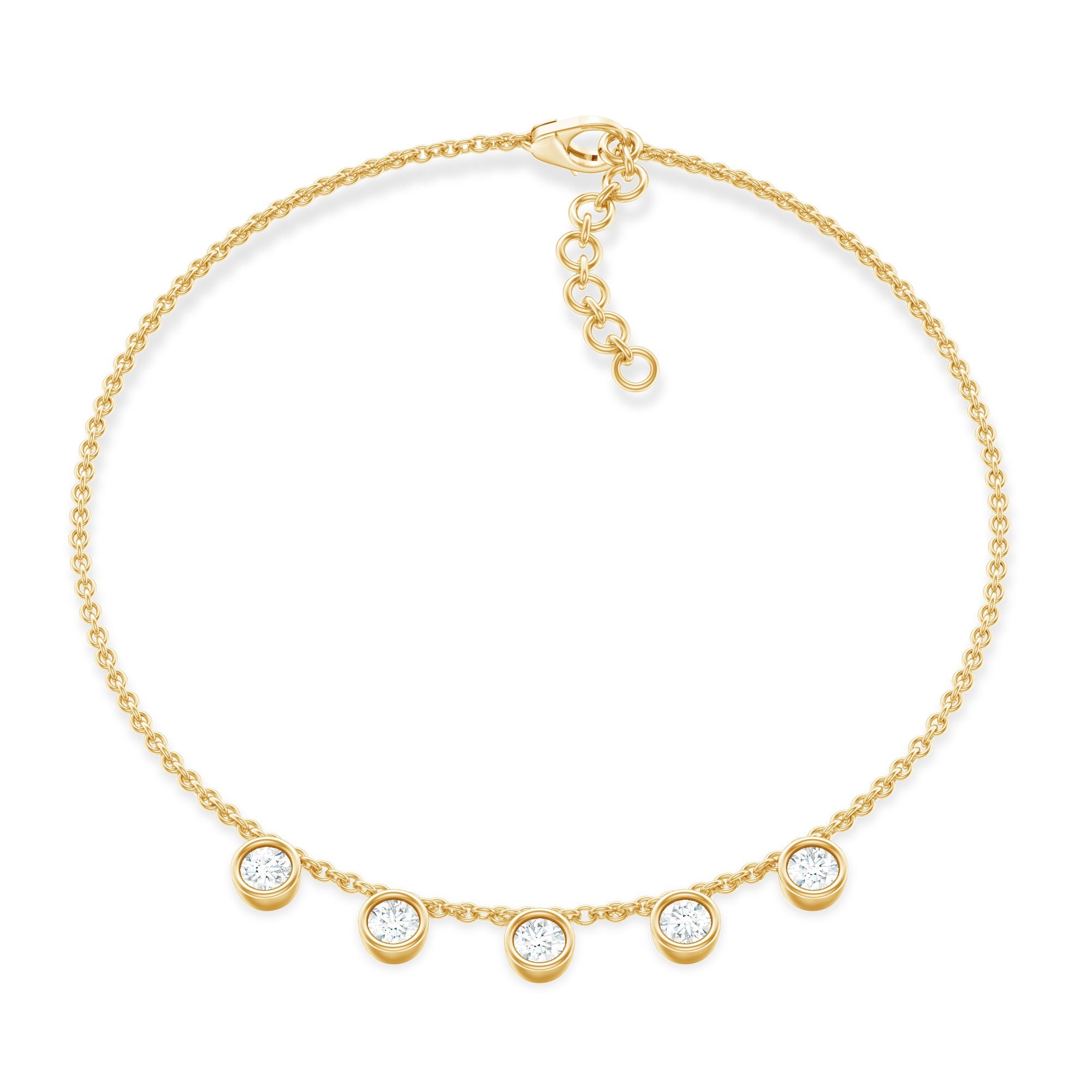 Moissanite Five Stone Bracelet – Certified Round Cut Bezel Setting Jewelry