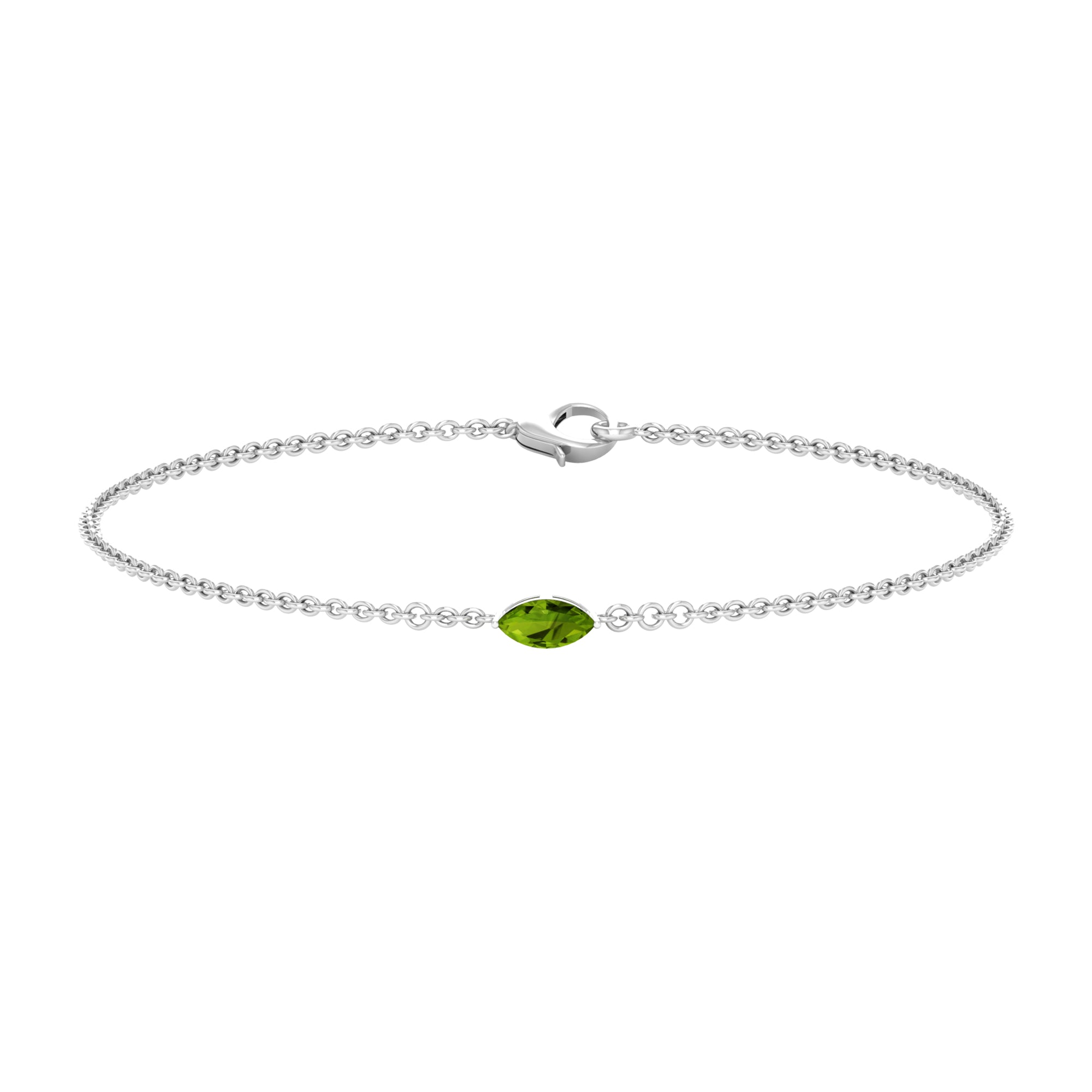 Marquise Cut Peridot Bracelet – Solitaire Green Gemstone Chain With 0.74 Carat AAA Quality