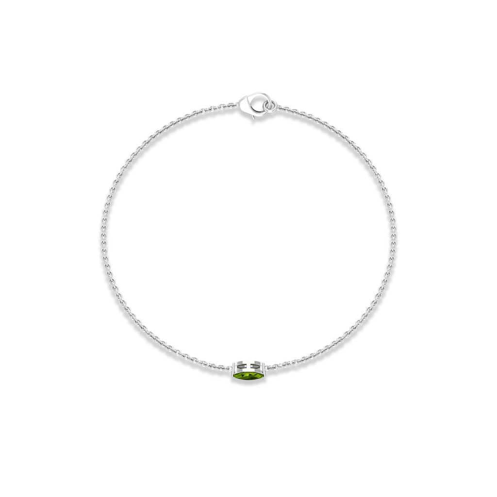 Marquise Cut Peridot Bracelet – Solitaire Green Gemstone Chain With 0.74 Carat AAA Quality