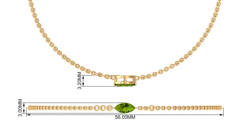 Marquise Cut Peridot Bracelet – Solitaire Green Gemstone Chain With 0.74 Carat AAA Quality
