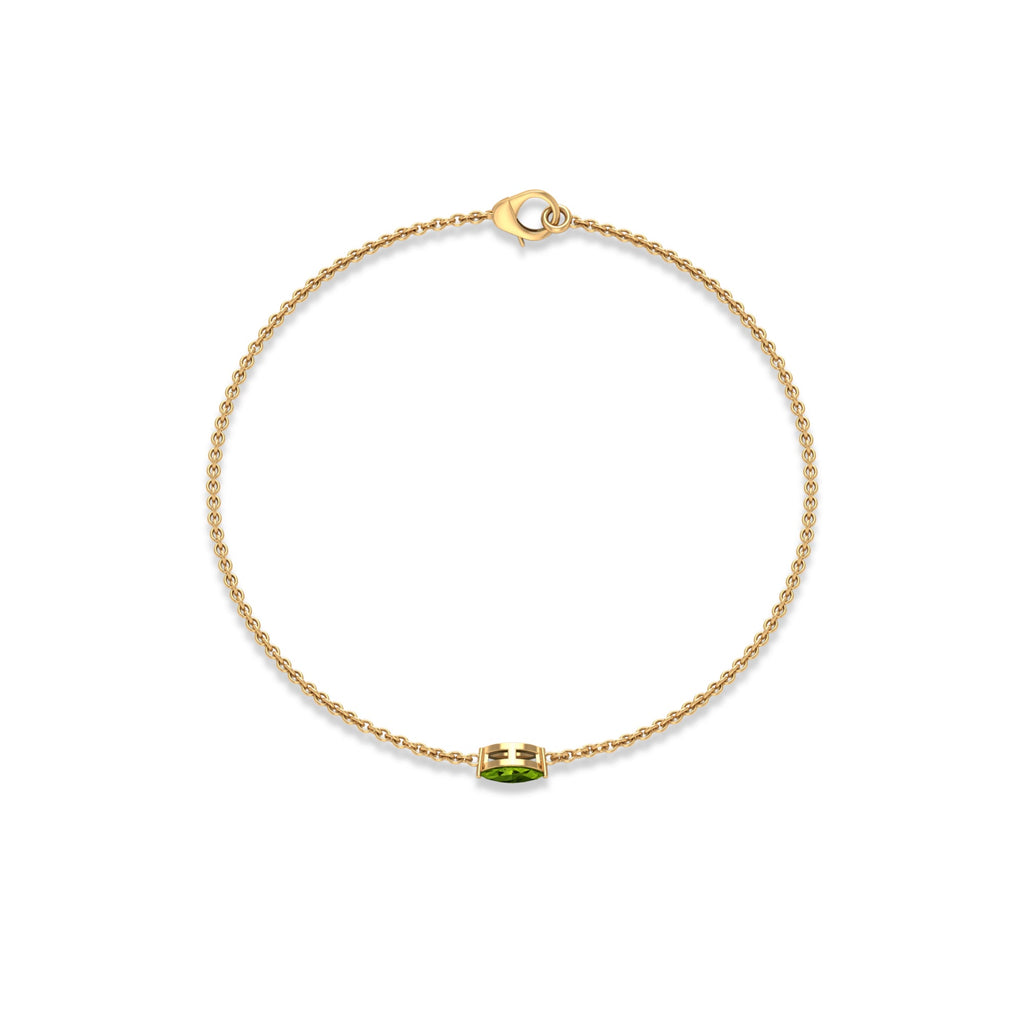 Marquise Cut Peridot Bracelet – Solitaire Green Gemstone Chain With 0.74 Carat AAA Quality