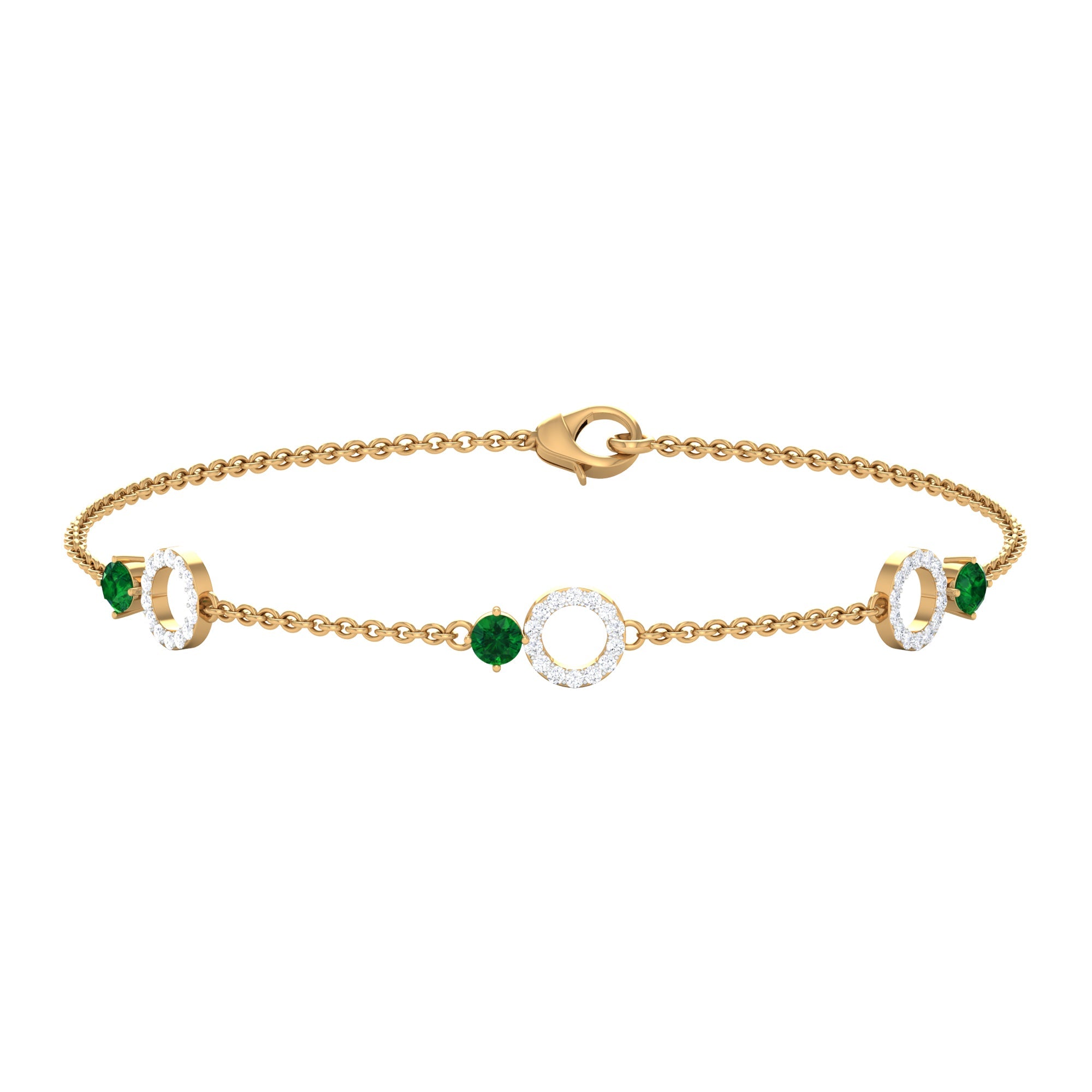 Emerald Diamond Bracelet – Adjustable Station Chain Birthstone Jewelry Gift