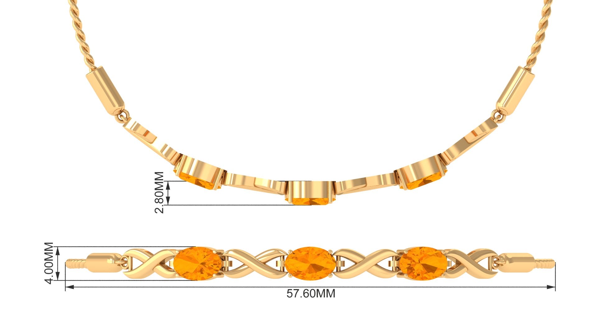 Fire Opal Bracelet – Natural 1.95 Carat Oval AAA Quality Adjustable Infinity Knot Bolo