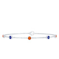 Fire Opal Bracelet – Bezel Set Evil Eye Protection Charm with Round Fire Opal Stones