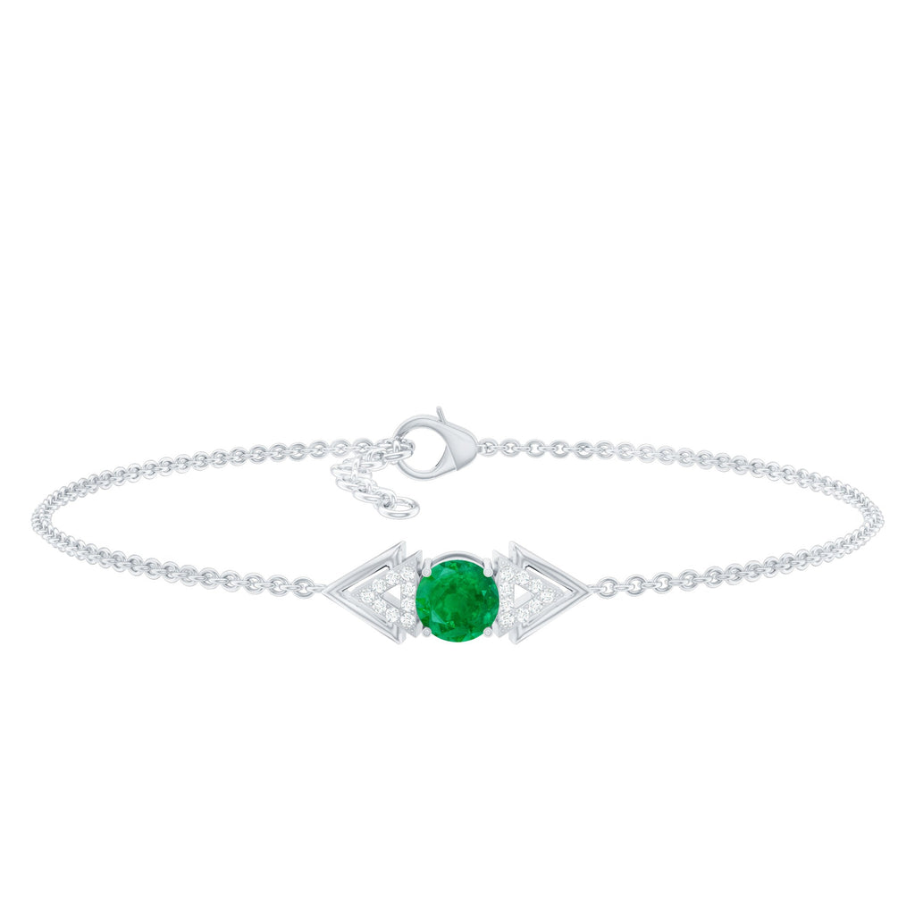 Emerald Diamond Bracelet – Delicate Cable Chain Stackable Birthstone Jewelry Gift