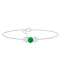 Emerald Diamond Bracelet – Delicate Cable Chain Stackable Birthstone Jewelry Gift