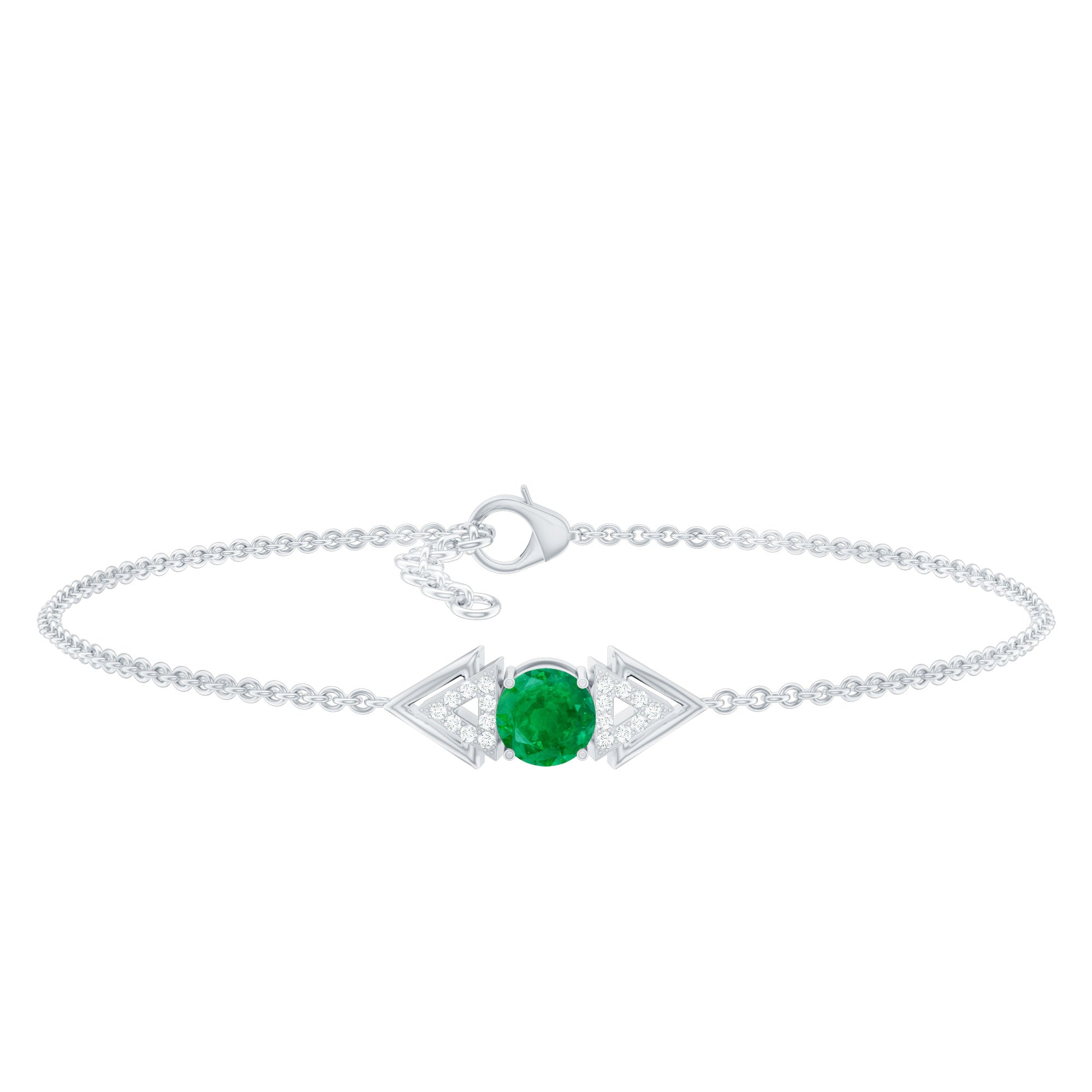 Emerald Diamond Bracelet – Delicate Cable Chain Stackable Birthstone Jewelry Gift