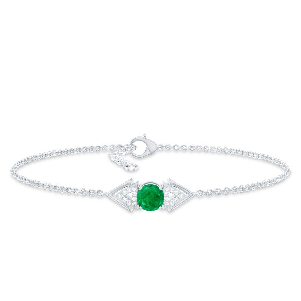 Emerald Diamond Bracelet – Delicate Cable Chain Stackable Birthstone Jewelry Gift
