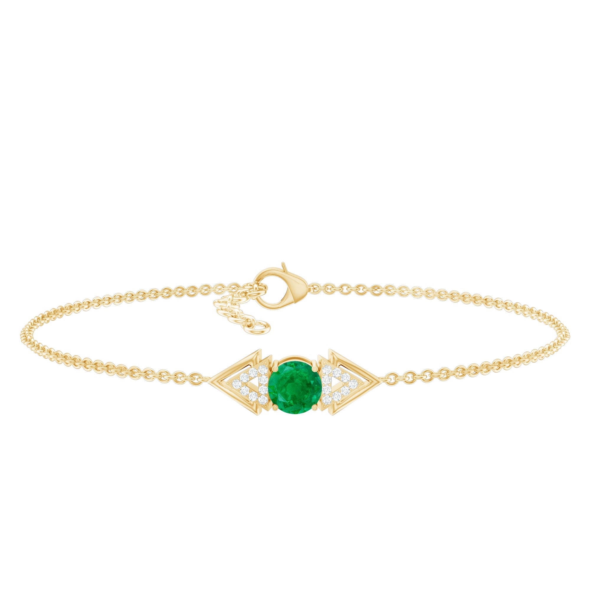 Emerald Diamond Bracelet – Delicate Cable Chain Stackable Birthstone Jewelry Gift