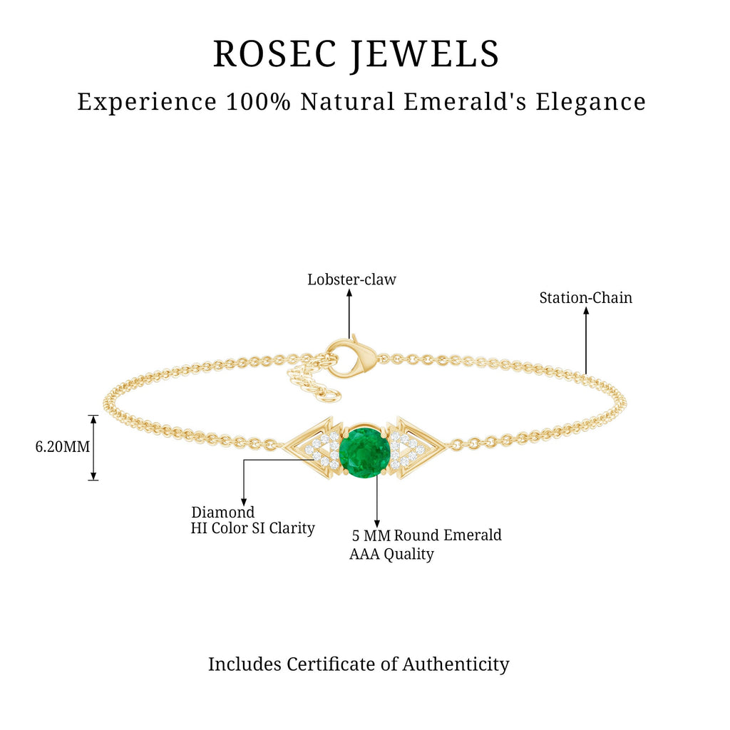 Emerald Diamond Bracelet – Delicate Cable Chain Stackable Birthstone Jewelry Gift