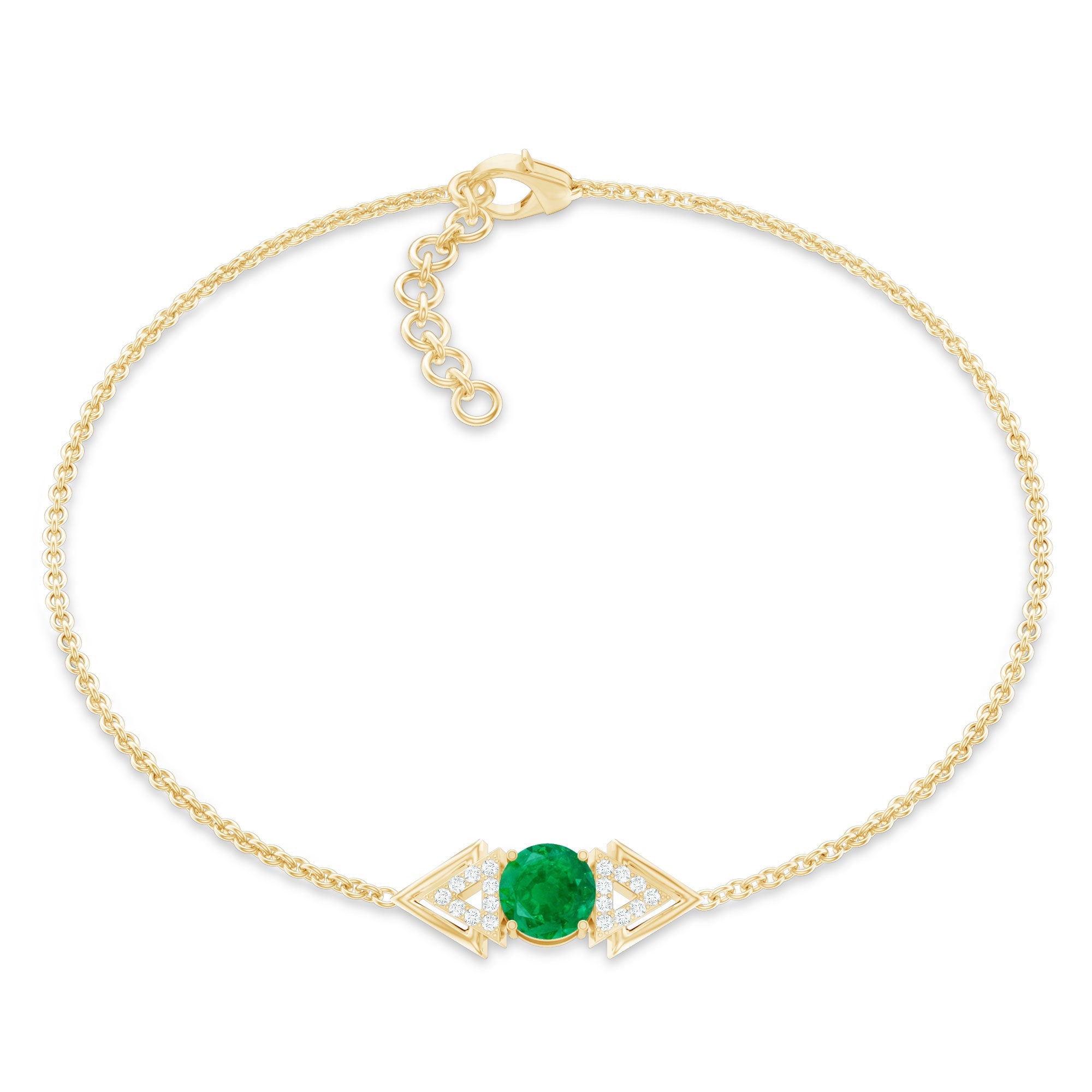 Emerald Diamond Bracelet – Delicate Cable Chain Stackable Birthstone Jewelry Gift