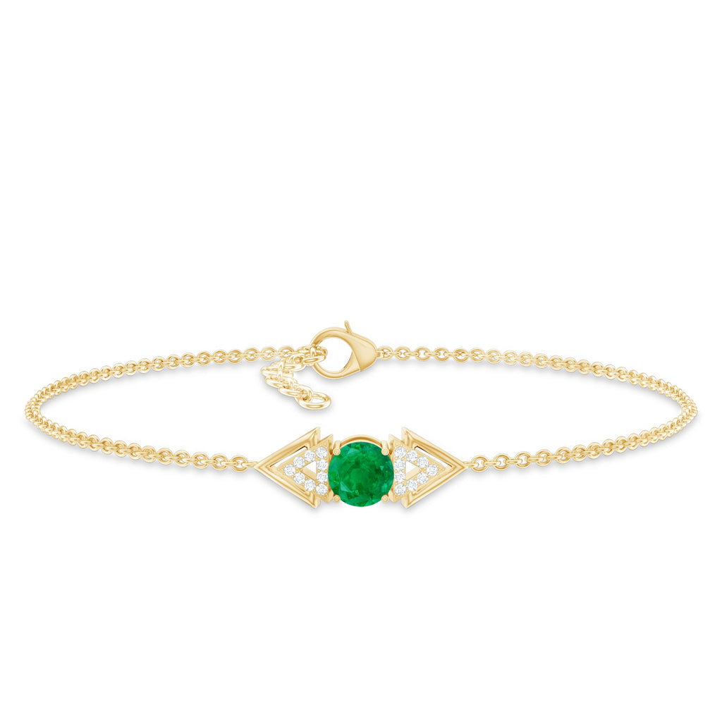 Emerald Diamond Bracelet – Delicate Cable Chain Stackable Birthstone Jewelry Gift