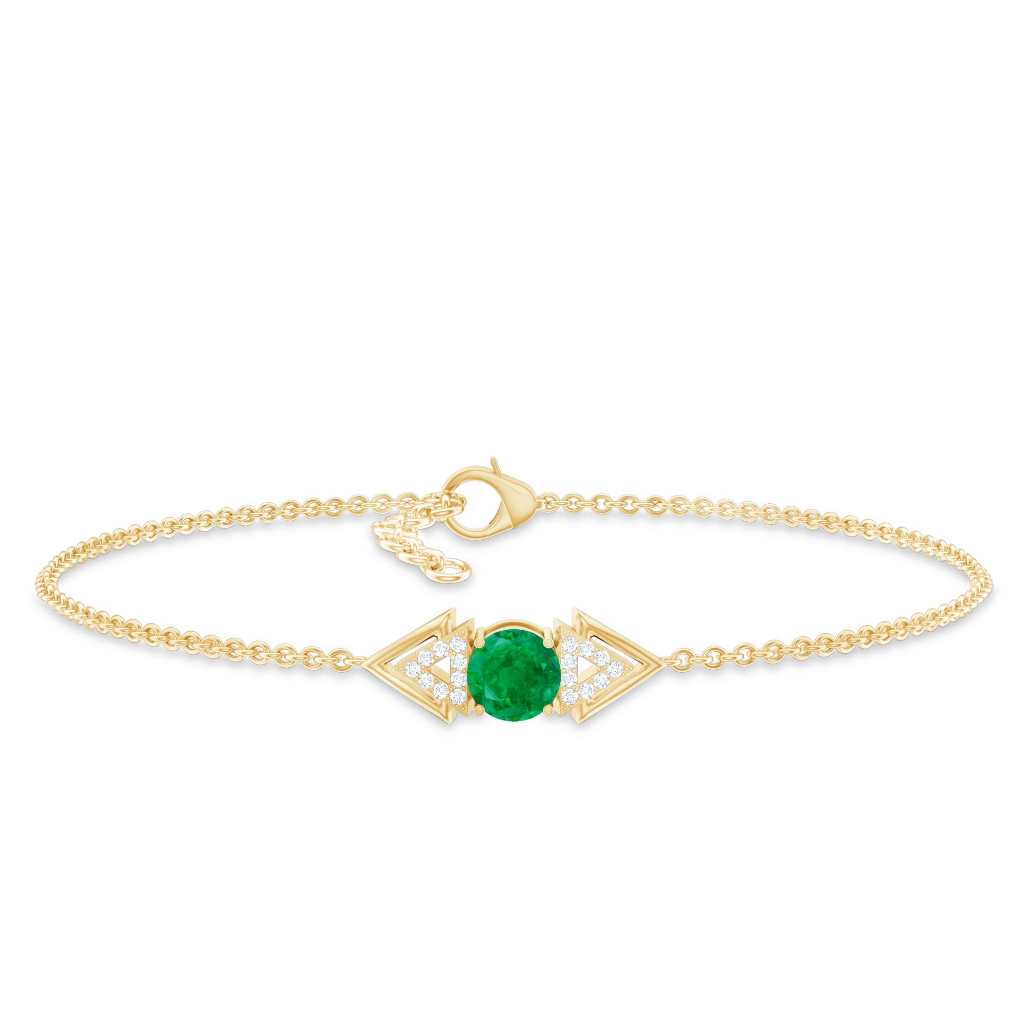 Emerald Diamond Bracelet – Delicate Cable Chain Stackable Birthstone Jewelry Gift