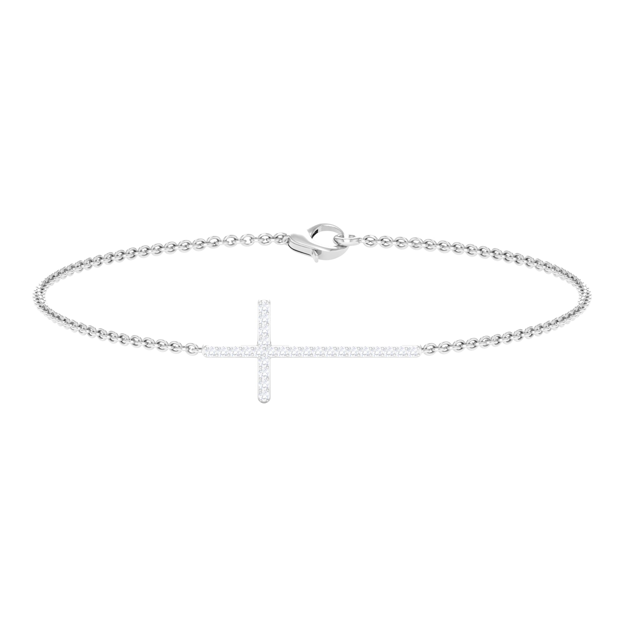 Diamond Cross Bracelet – Sideway Cross Design With Sparkling Round Diamonds