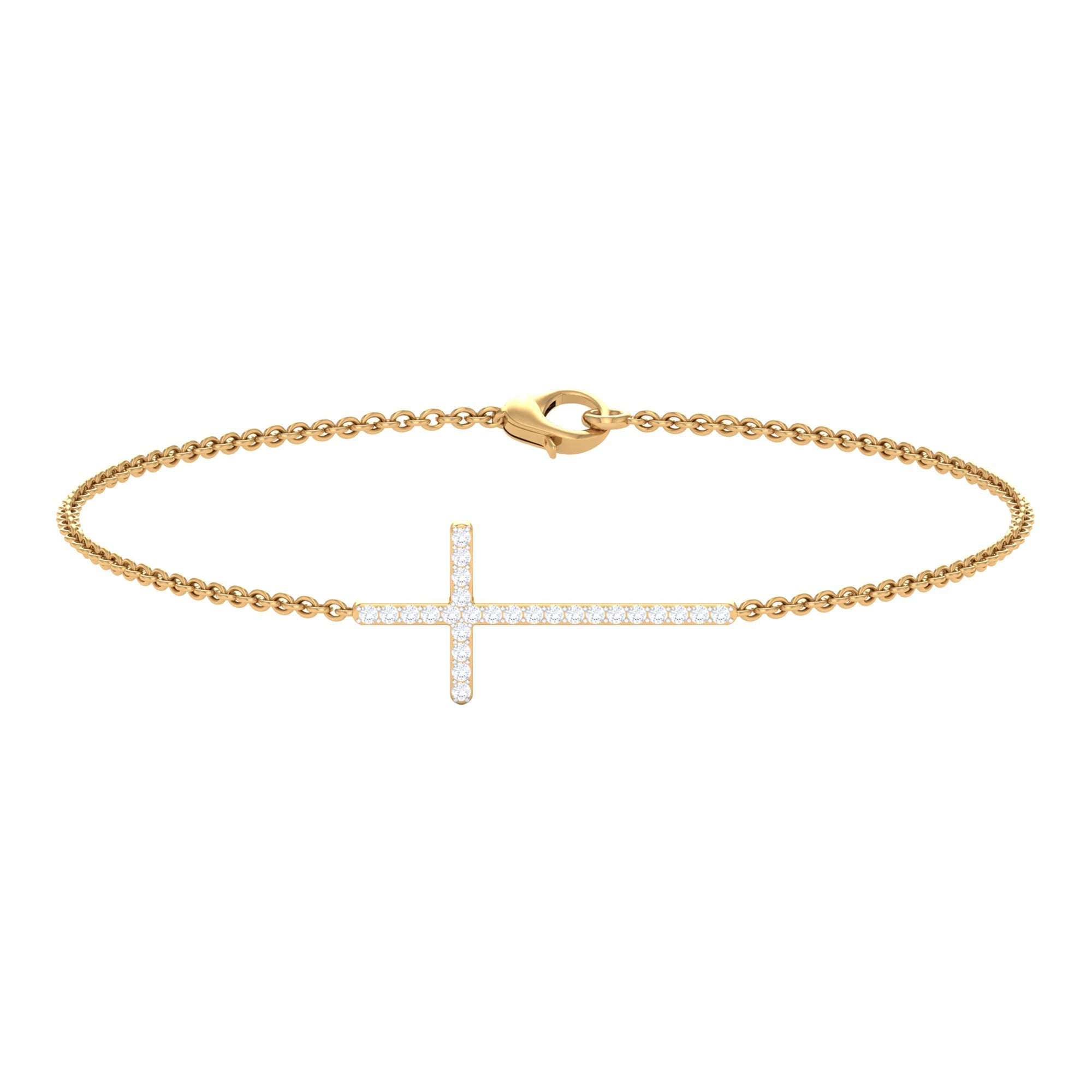 Diamond Cross Bracelet – Sideway Cross Design With Sparkling Round Diamonds