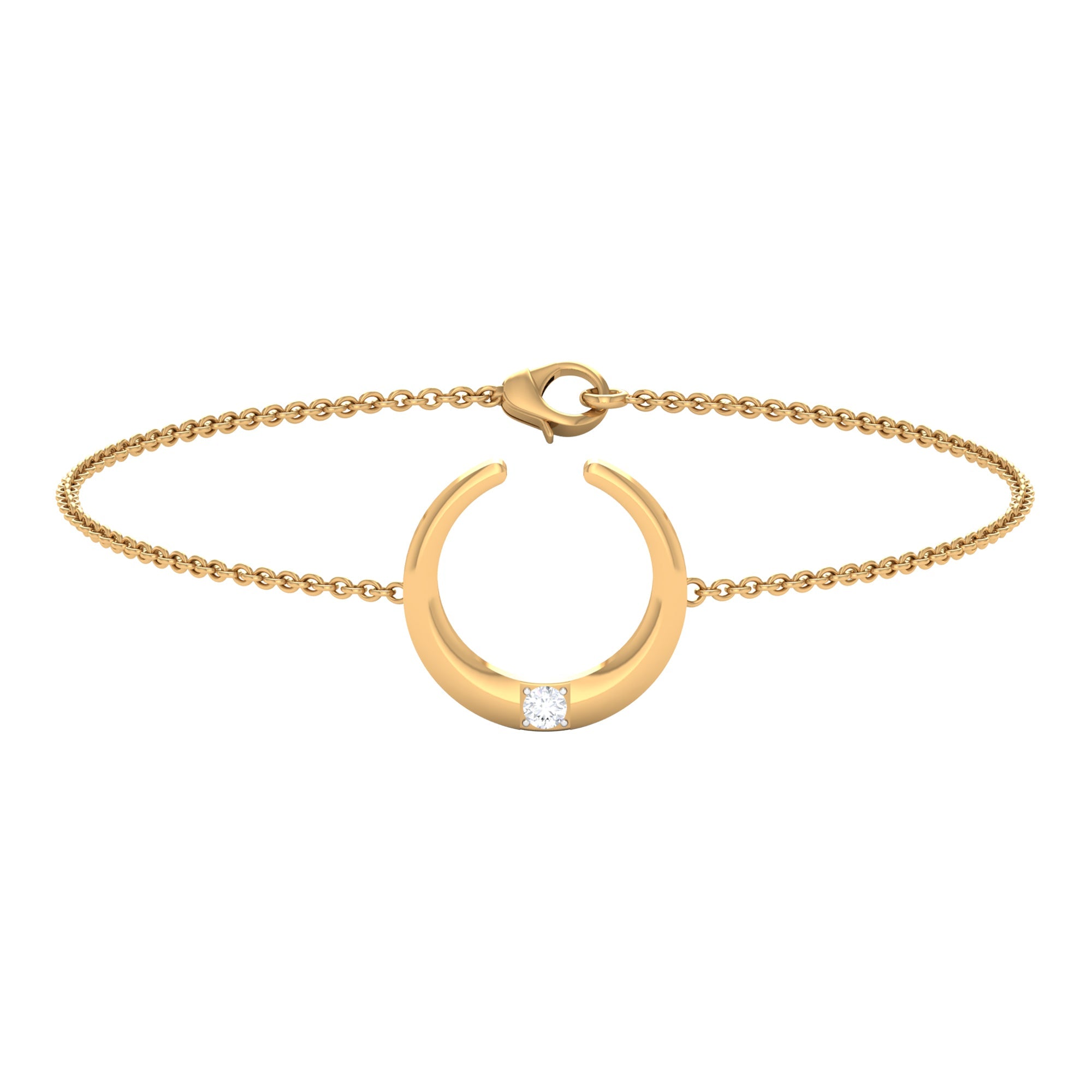 Diamond Moon Bracelet – Celestial Chain Bracelet with Crescent Moon Charm