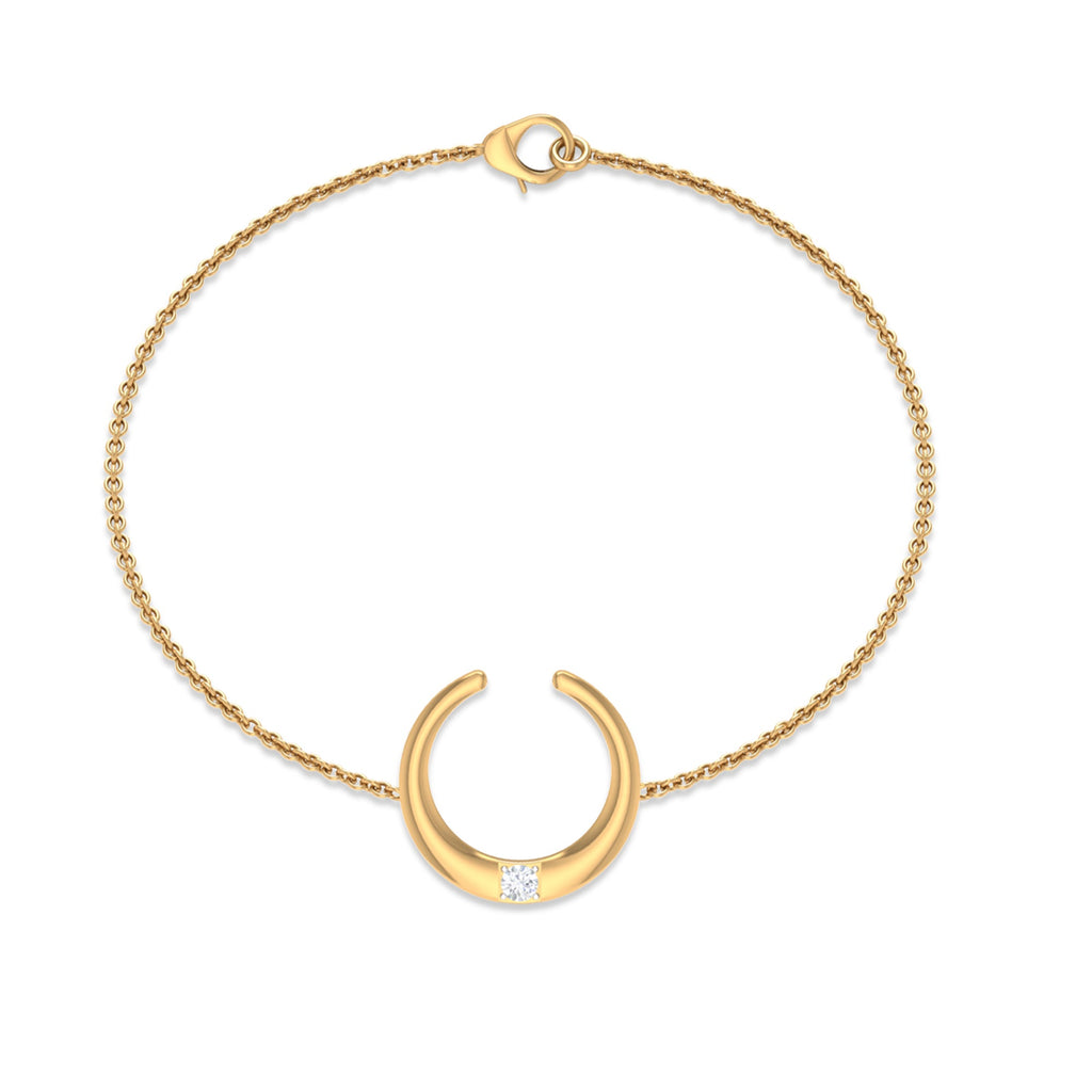 Diamond Moon Bracelet – Celestial Chain Bracelet with Crescent Moon Charm