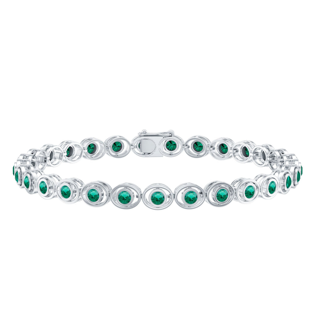 Emerald Tennis Bracelet - Lab Created Emeralds in Durable Bezel Setting Jewelry