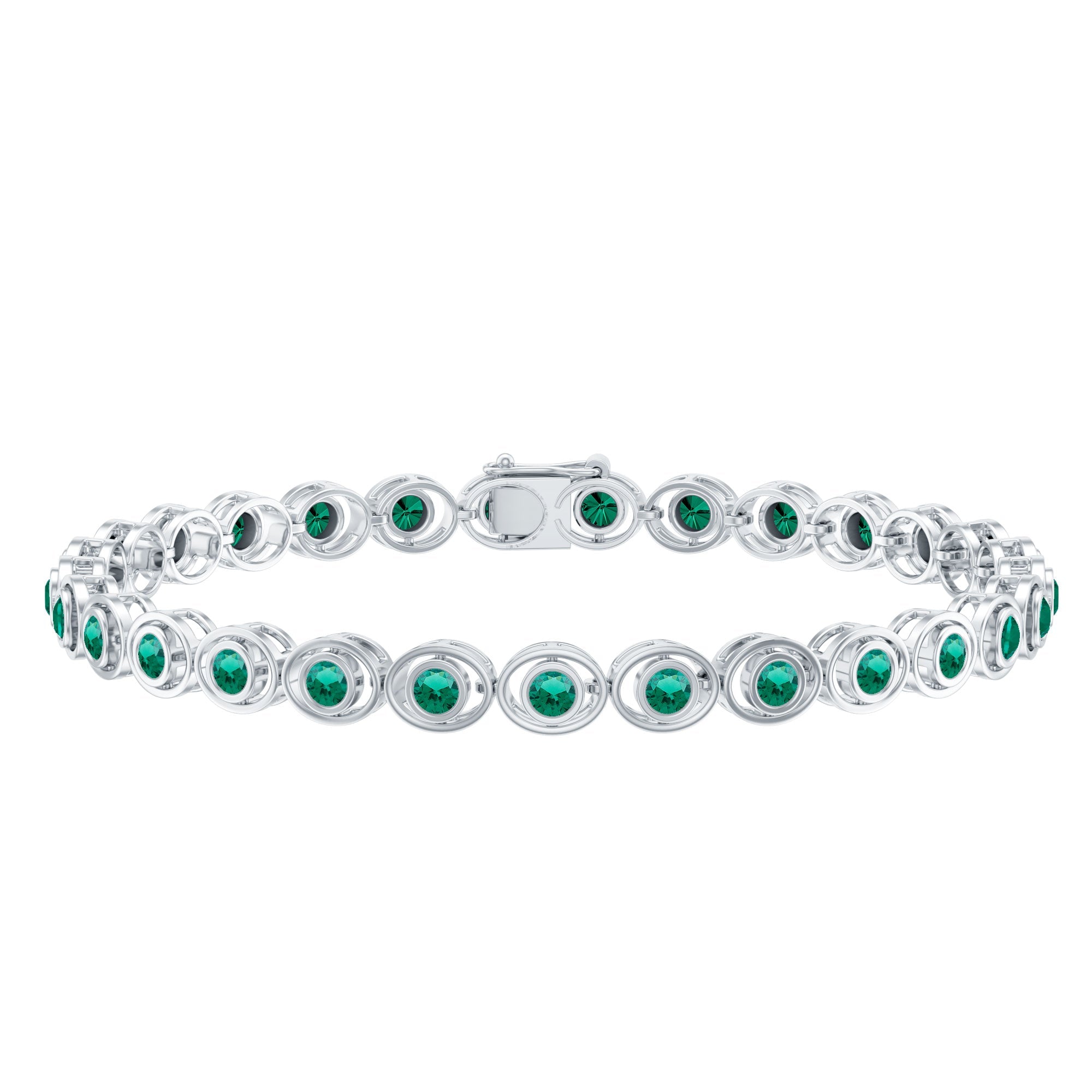Emerald Tennis Bracelet - Lab Created Emeralds in Durable Bezel Setting Jewelry
