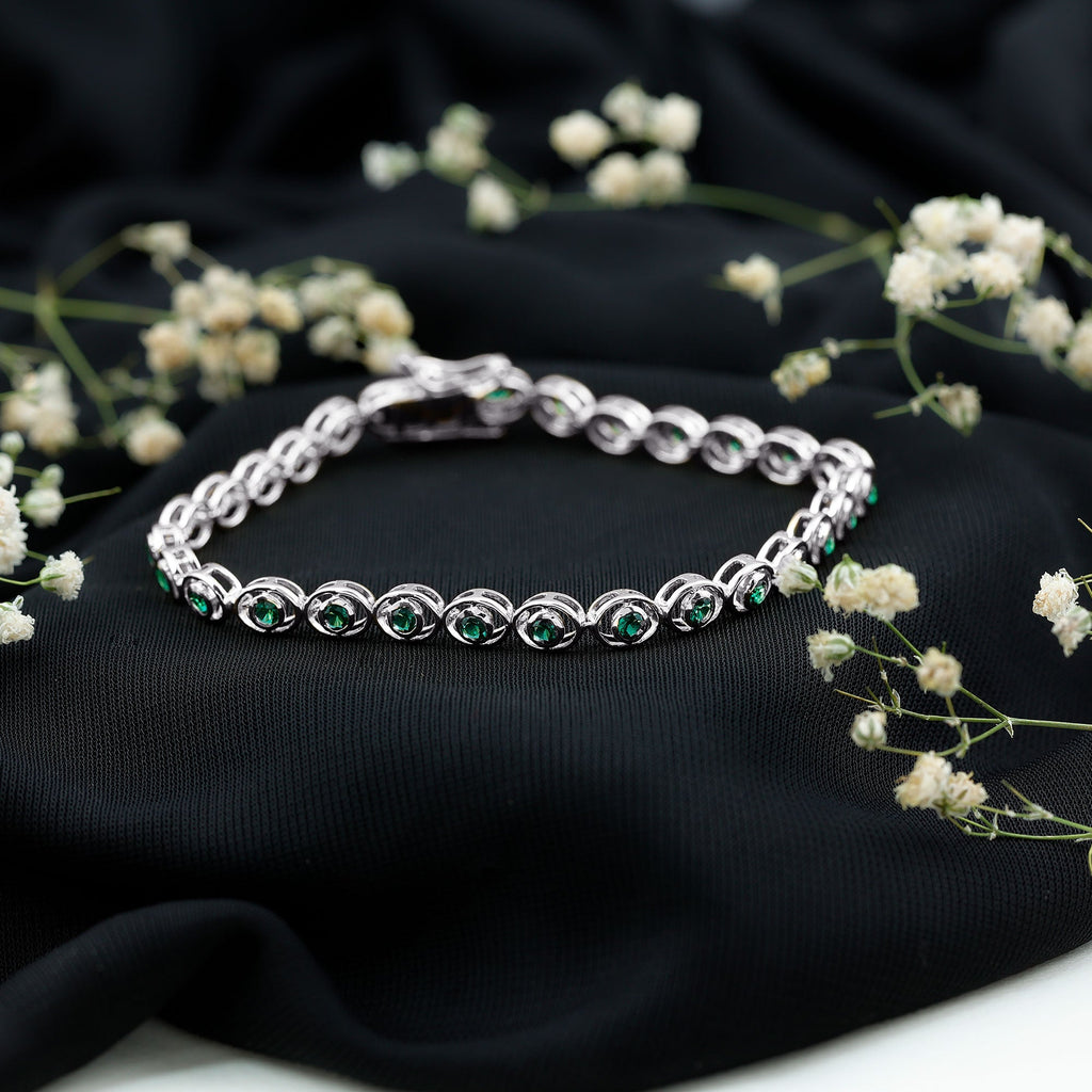 Emerald Tennis Bracelet - Lab Created Emeralds in Durable Bezel Setting Jewelry