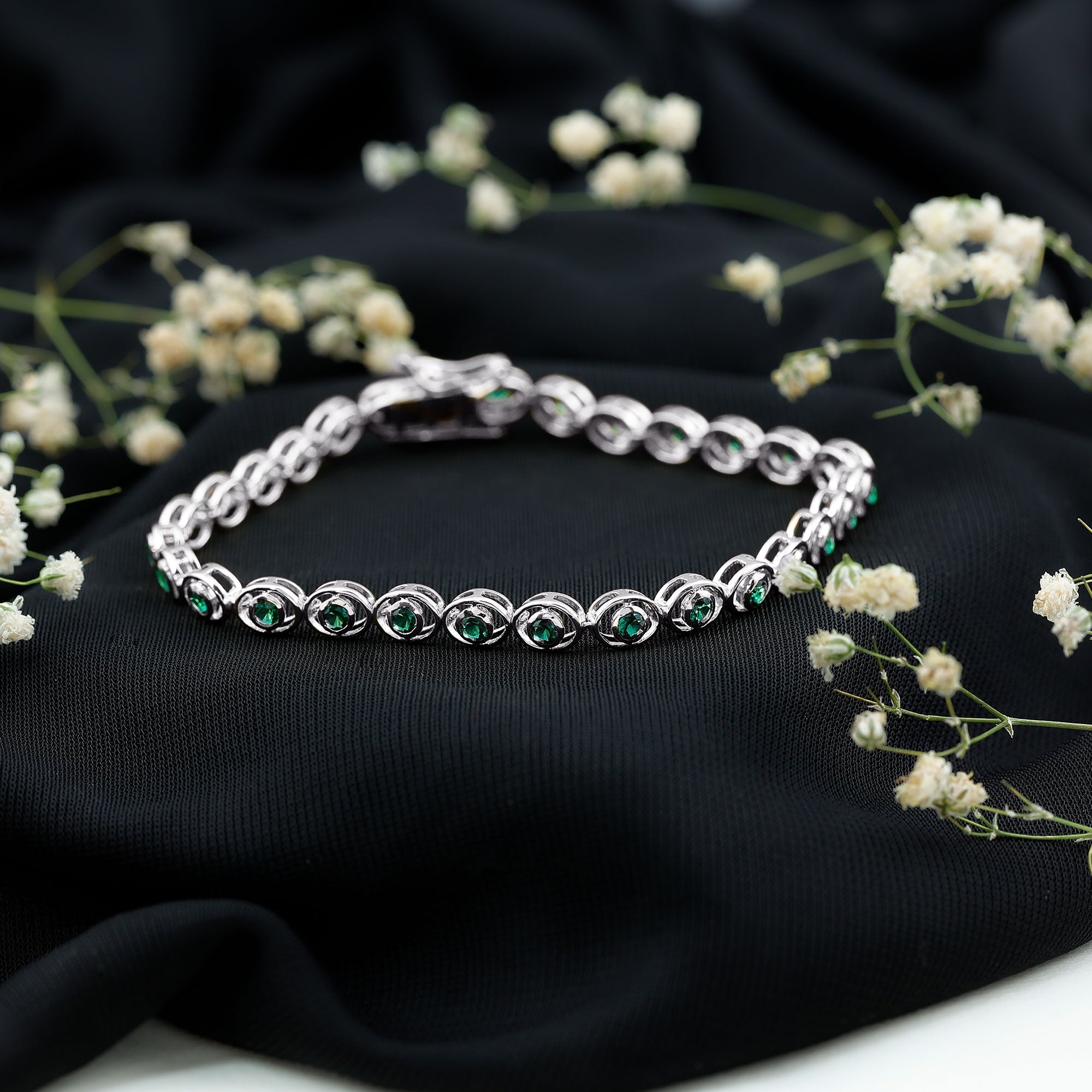 Emerald Tennis Bracelet - Lab Created Emeralds in Durable Bezel Setting Jewelry