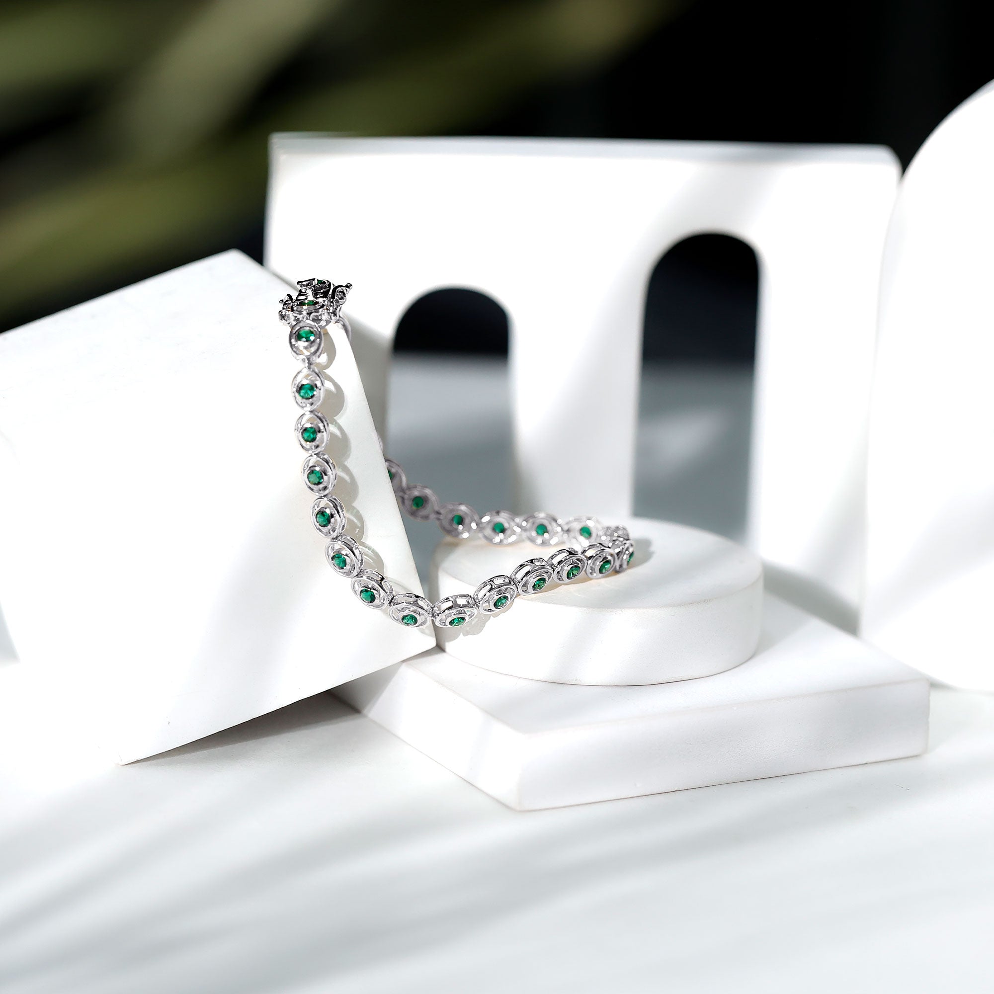 Emerald Tennis Bracelet - Lab Created Emeralds in Durable Bezel Setting Jewelry