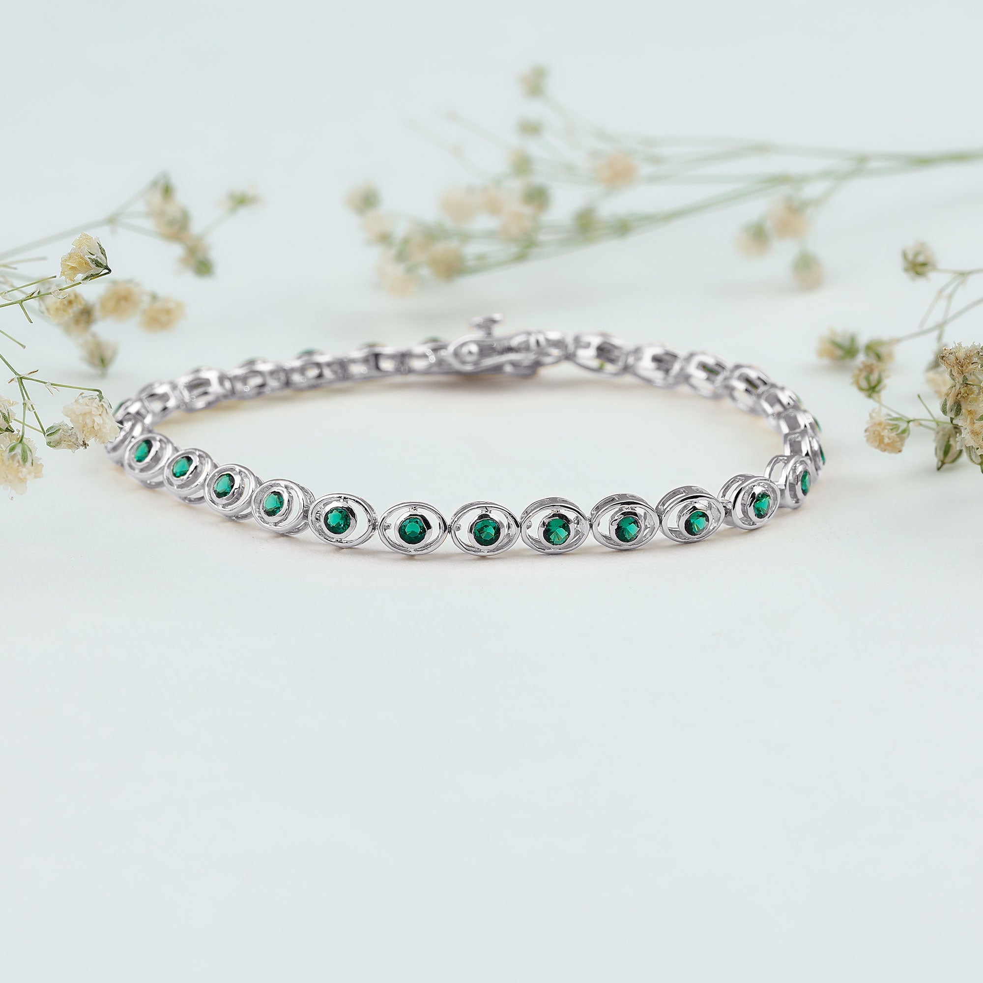 Emerald Tennis Bracelet - Lab Created Emeralds in Durable Bezel Setting Jewelry