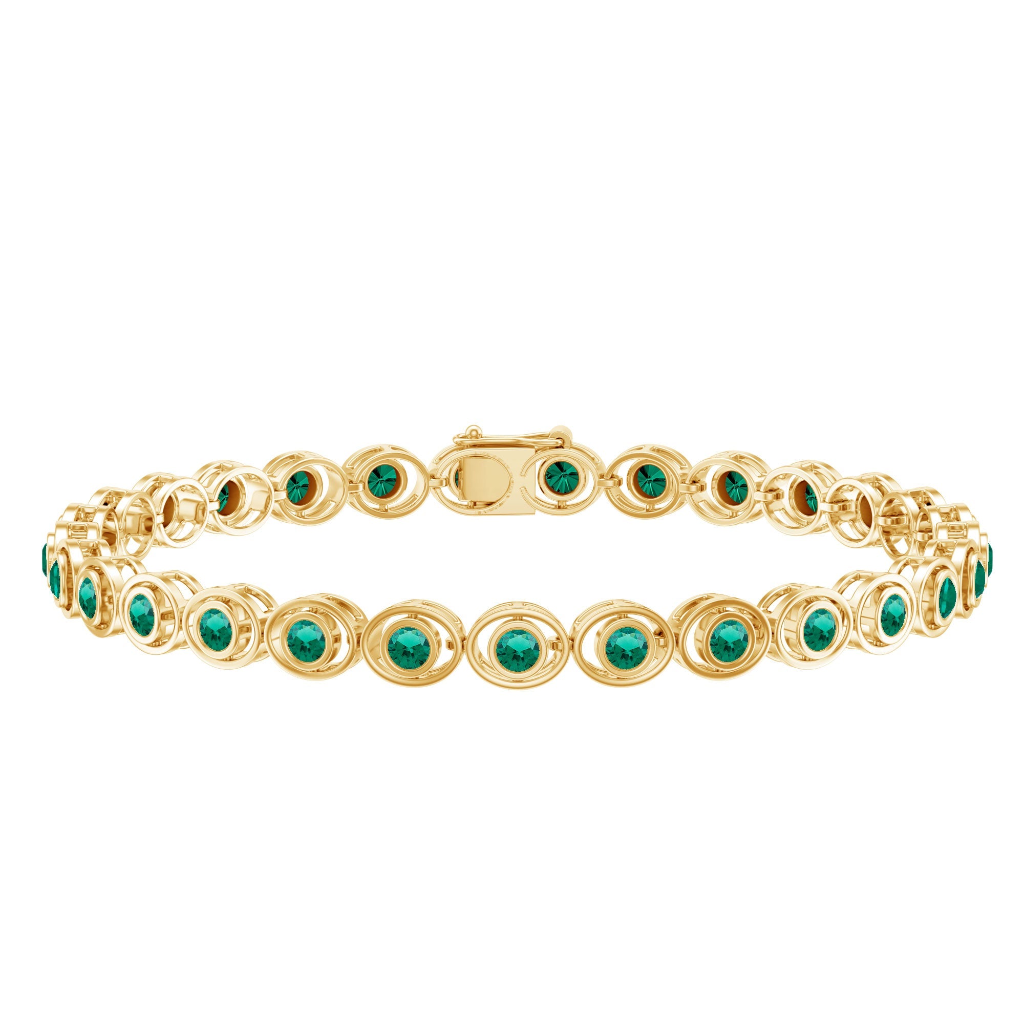 Emerald Tennis Bracelet - Lab Created Emeralds in Durable Bezel Setting Jewelry