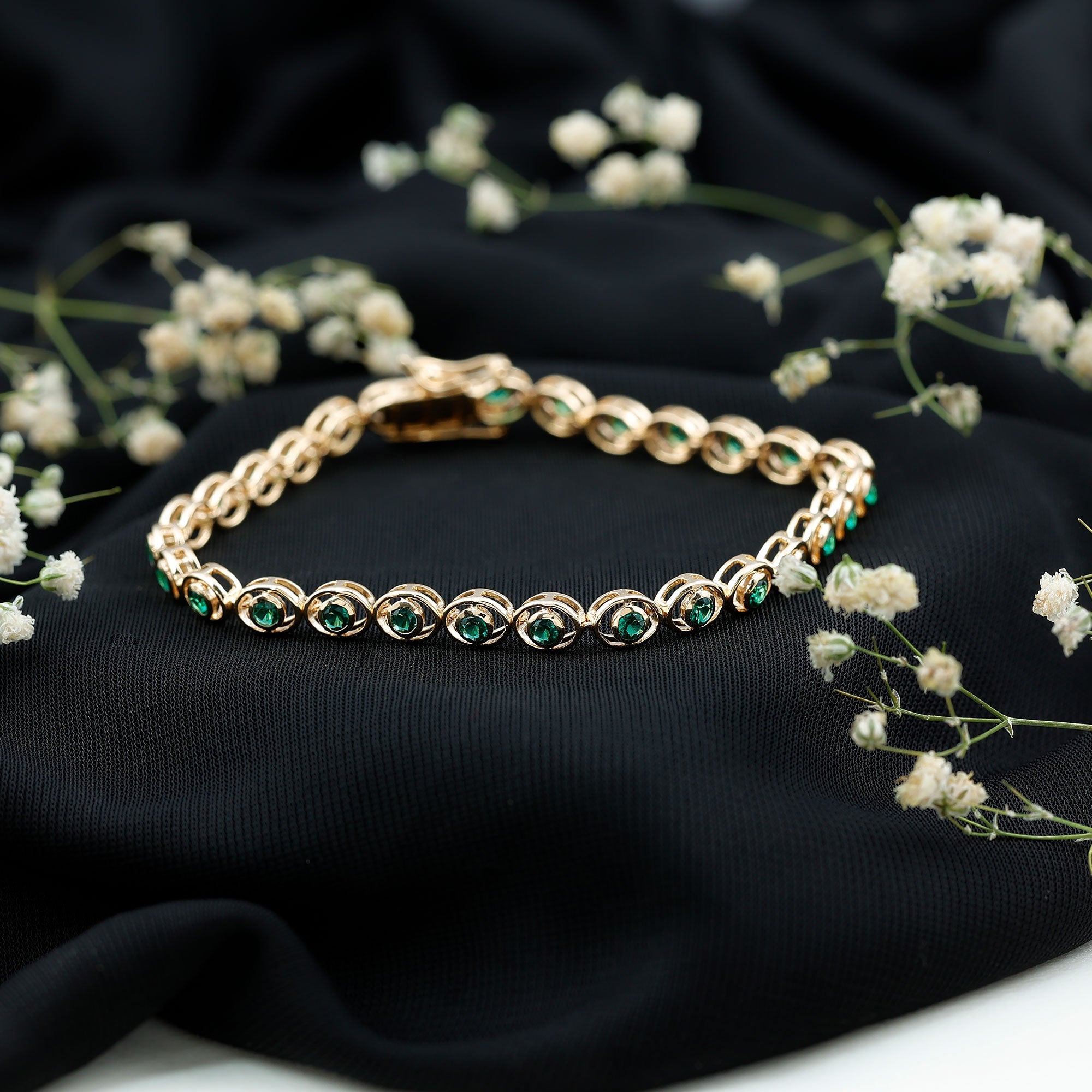 Emerald Tennis Bracelet - Lab Created Emeralds in Durable Bezel Setting Jewelry